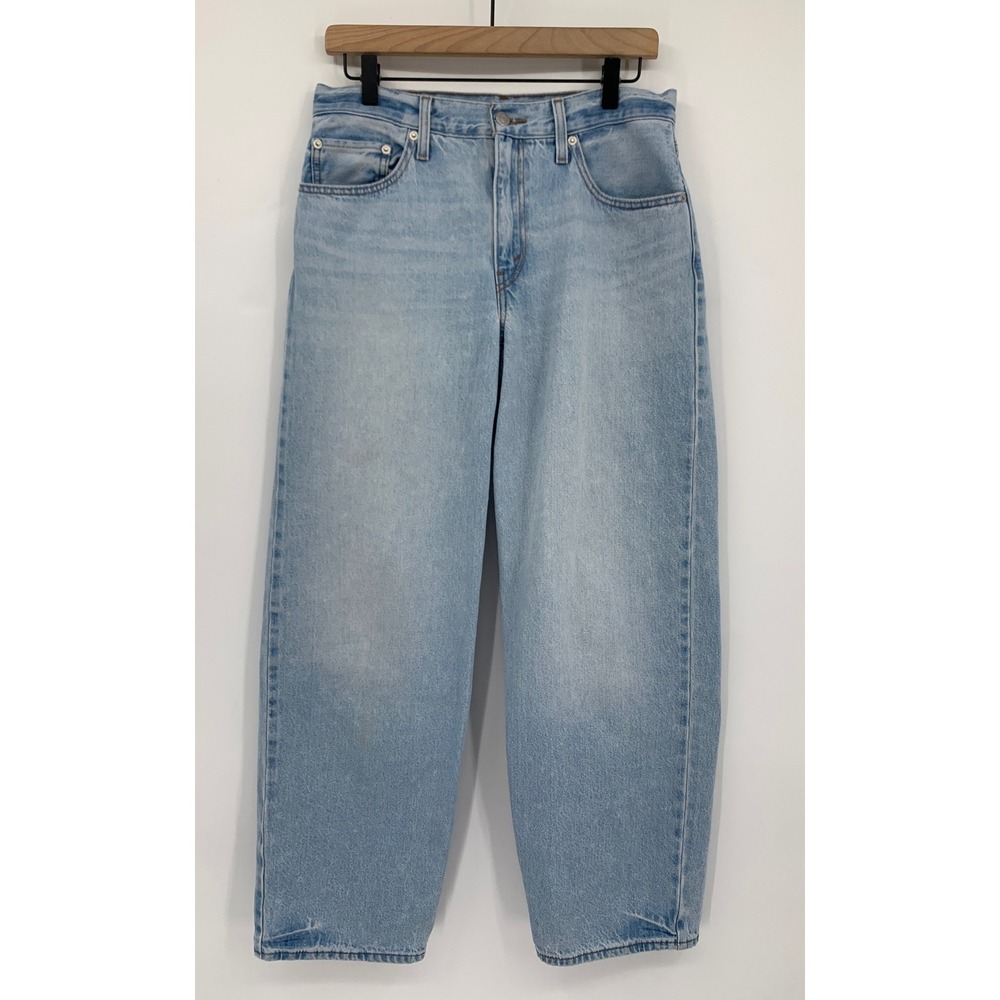 Levis Baggy Dad Jeans Women 27 Blue Wide Leg Cotton Light Wash Denim Pants